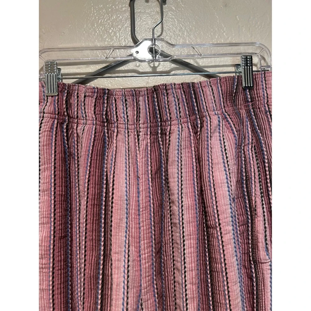 Free People Pink Striped Gauze Wide Leg days end Pant XL Boho Elastic Waist - Picture 3 of 9